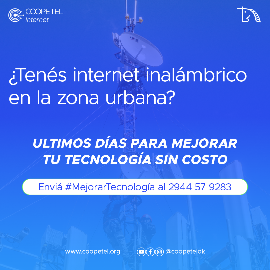 Últimos días para migrar servicios Inalámbricos en zona urbana a mejores tecnologías sin costo