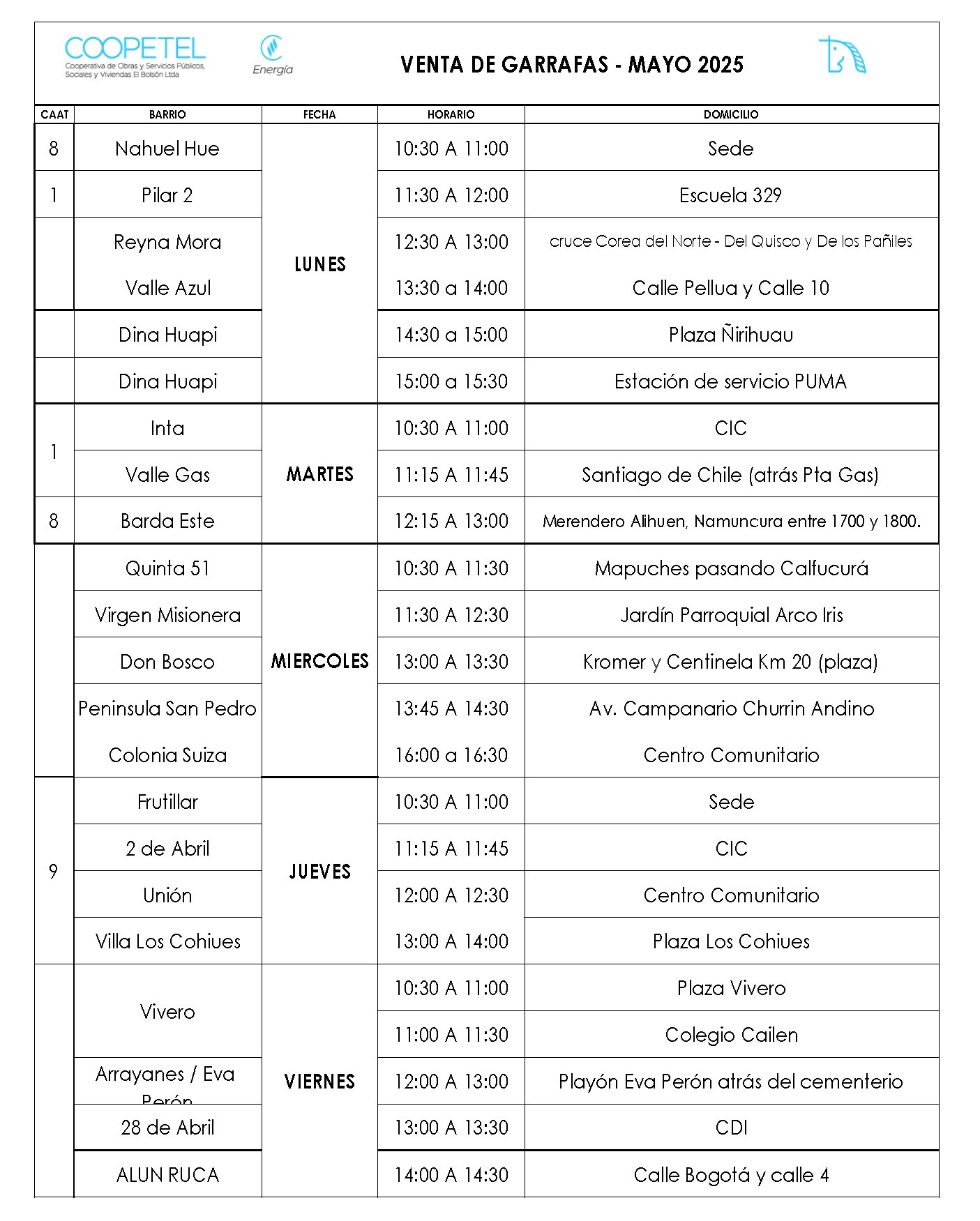 Copia de Cronograma Reparto Bariloche 08-05